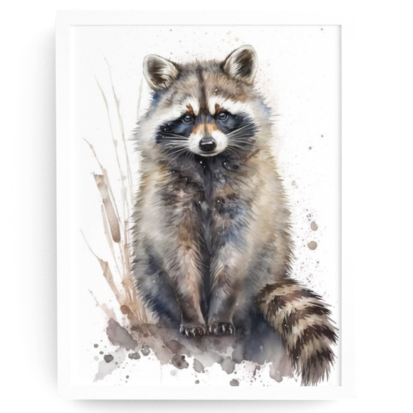 Other - Cute Raccoon Watercolor Wall Art Illustration Print Poster Card Unframed